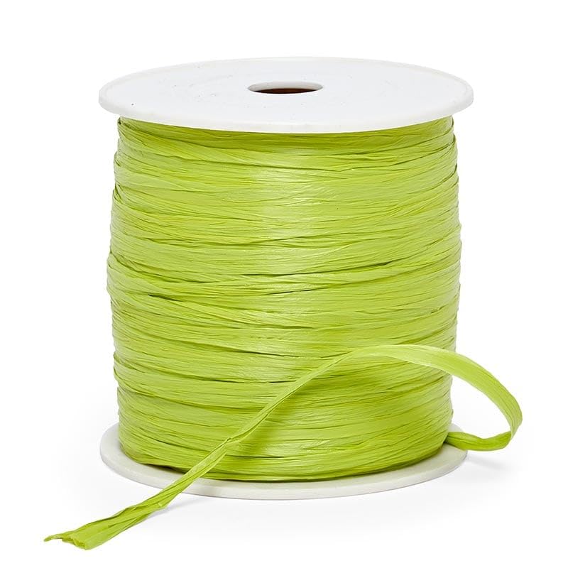 Paper Mart Lime Green Raffia Ribbon, Matte Finish, 1/4 Inch Wide, 100 Yard Craft Ribbon Roll - color: Lime