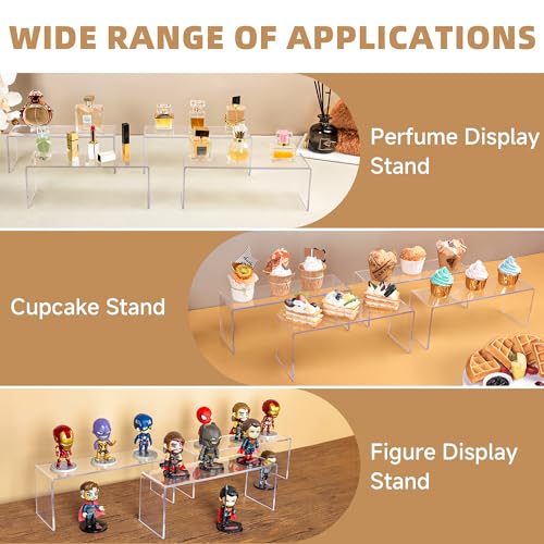Aminigram 12 Pack Shelf Risers, Clear Display Stands 12.4L x 4W x 4.6H in - size: 12 Pack