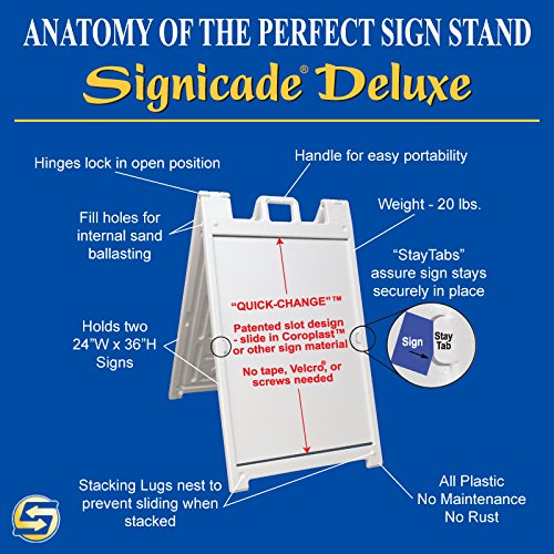 White 4-Pack of Plasticade Signicade Deluxe A-Frame Sidewalk Curb Sign Portable Folding Double-Sided Display with Quick-Change System