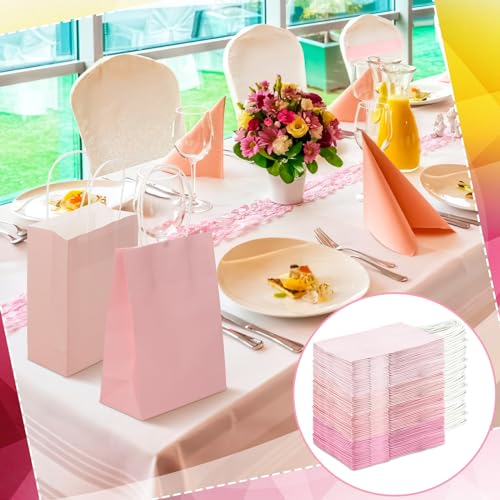 Tenceur 100 Pcs Pink Gradient Gift Paper Kraft Bags with Handle Party Favor - color: Pink