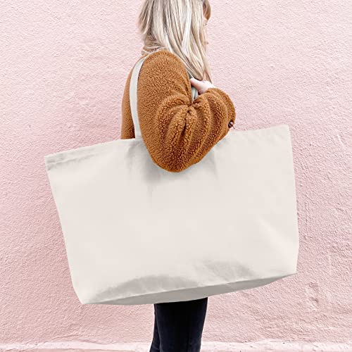 Large Canvas Tote Bag Reusable Extra Big Grocery Bags - color: Natural