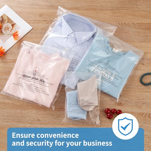 iMailer - 200 Pcs - 14" x 20" Poly Bags with Suffocation Warning Self Seal- Clear Shipping Bags 1.6 Mil for Clothing, Shirts, Packaging - Permanent Adhesive - size: 14" x 20", style: Permanent Glue