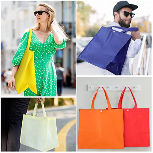 Boao 48 Pack Reusable Grocery Bags 13''L x 9.4''W x 15''H Large Foldable Shopping Tote Bag Non Woven with Handle and Button - color: Multicolor