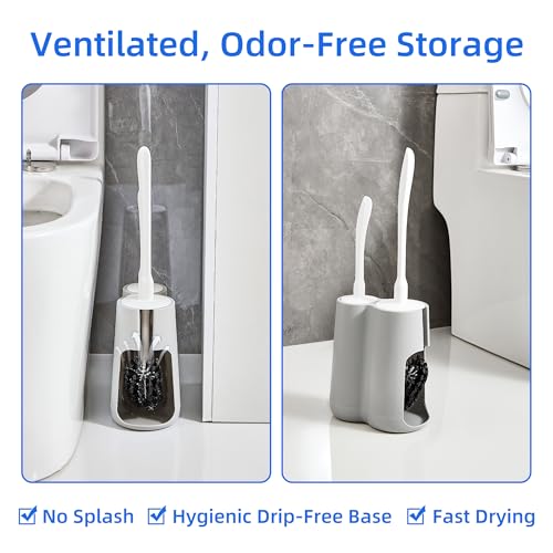 Toilet Brush and Holder Set with Pumice Stone, Toilet Pumice Stone Combo - color: Gray