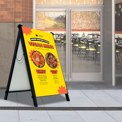 JUST 4 SIGNS Heavy Duty A-Frame Sidewalk Sign Holder for 24×36 Posters Double-Sided Pavement Sign Display – Easy Slide-In Design for Outdoor & Indoor Advertising (1)