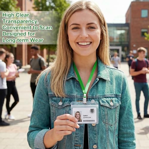 Marspark 4"x3" Name Badge Holder with Lanyard Bulk, Dark Green, 200 Sets - color: Dark Green
