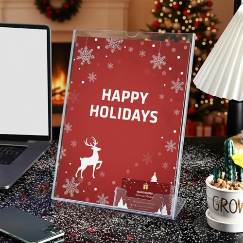 Vicenpal 2 Pcs Acrylic Flyer Holder Stand with Business Card Pocket 8.5x11