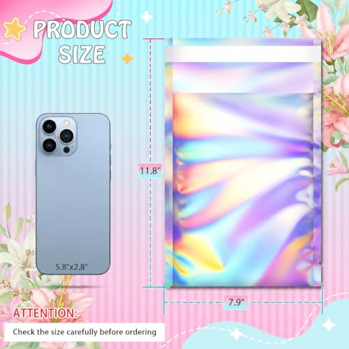 FUNFERY 7.9x11.8in Holographic Mylar Poly Mailers Self Sealing AdhesiveBag - color: Holographic Self Adhesive-100P, size: 7.9x11.8 inch