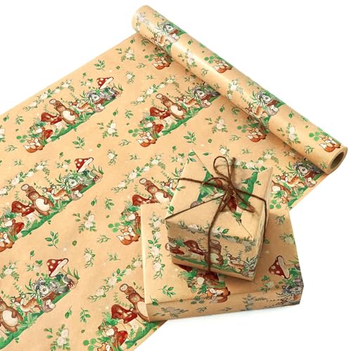 WERNNSAI Baby Shower Kraft Wrapping Paper - 33 ft Baby Shower Wrap Paper - color: Baby Animal-Garden