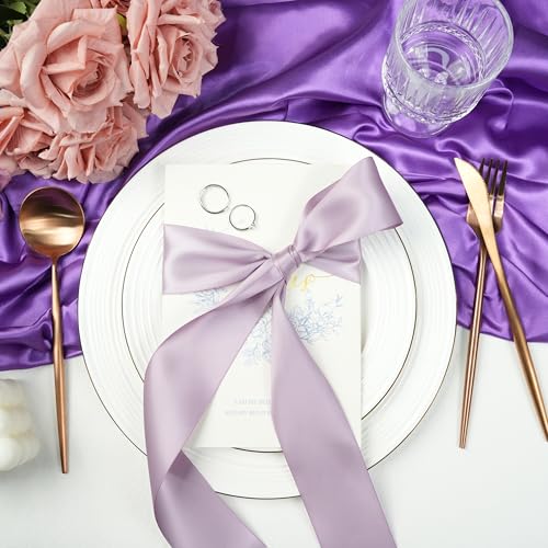 Dusty Purple Double-Faced Satin Ribbon, 2 Inch x 25 Yards - color: Dusty Purple