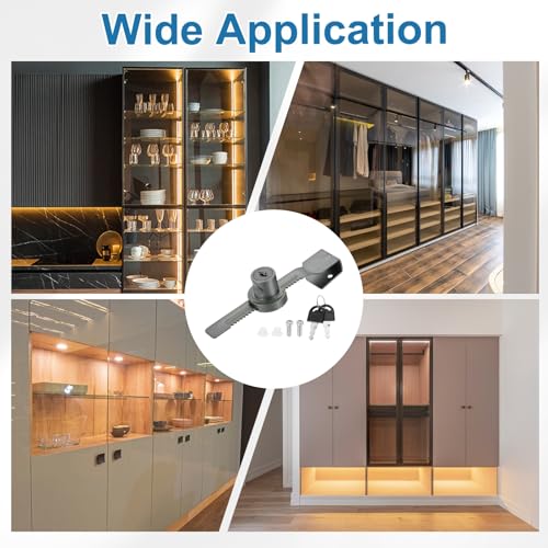 0.6" Luminous Sliding Glass Door Ratchet Lock Fit 0.2-0.39" Grey - color: Gray, size: 0.6"