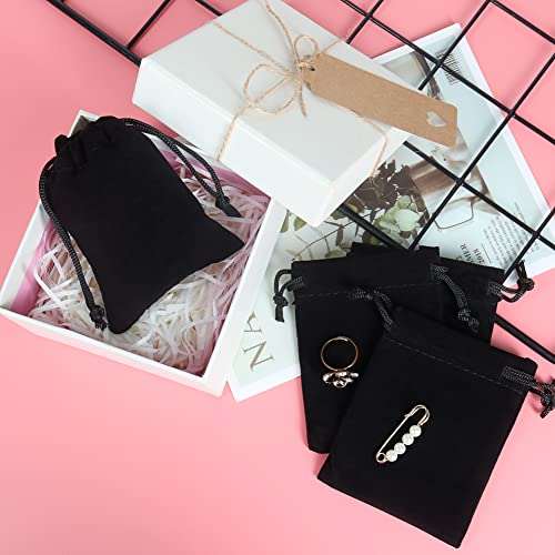 Shintop 50Pcs Little Velvet Jewelry Bags, 3x4 Inch Black Gift Pouches - color: Black, size: 1 Count (Pack of 50)