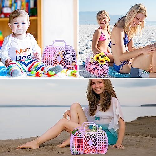 Hsei 16 Pcs Girls Jelly Purse Bags Easter Basket Reusable Jelly Beach Bag Plastic Beach Tote Gift Basket for Kid Girl - color: Purple