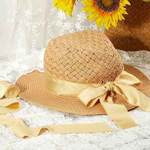 Keypan Gold Frayed Satin Chiffon Ribbon, 1.5 Inches, 21 Yards - color: Gold