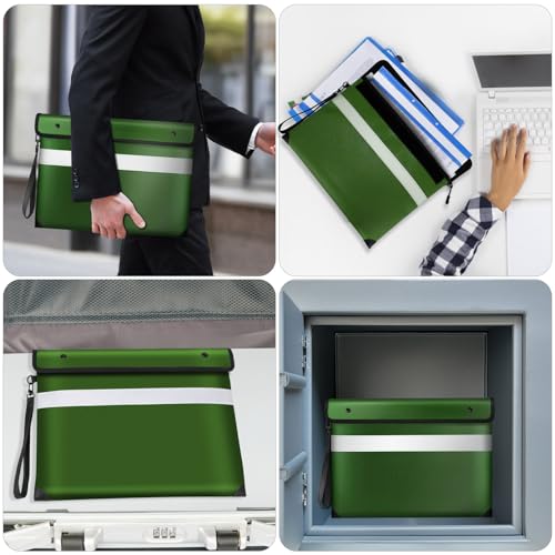 Vailoin 6200°F Fireproof Document Bag, 8 Layers of Heat Insulated Materials - color: Green, size: 13.9"x10.6"