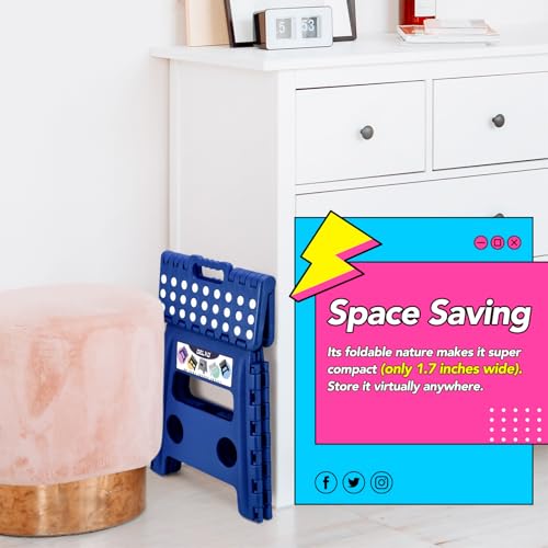 Delxo Folding Step Stool 13 Inch,300 Lbs Step Stool for Adults Blue - color: Blue, size: 13 Inch