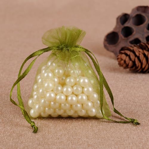 Gmnosuw 50pcs Sheer Organza Mesh Drawstring Gift Bags 4x6 Inch Olive Green - color: Light Green, size: 4x6 Inch (Pack of 50)