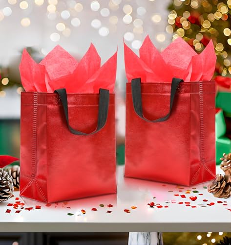 KeerxunBag Red Gift Bags - 12pk - Reusable - With Inner Liner Paper - color: Red
