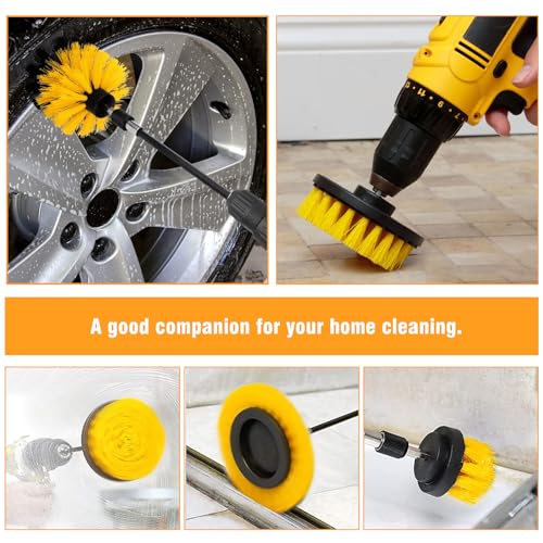 8 Pcs Drill Brush Attachment Set - Power Scrub Brush Kit - color: Yellow