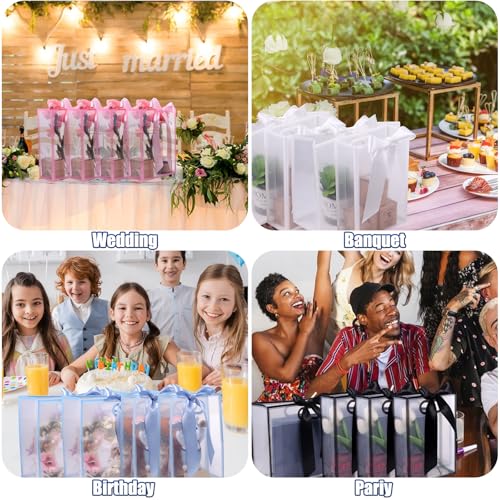GAWBYET 24 Pcs Clear Plastic Gift Bags with Handles,Blue - color: (Blue-12x10x5 Inch)