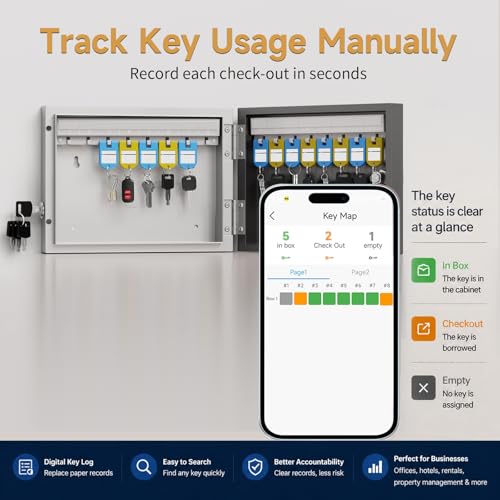 16 Key Lock Box Smart Key Organier Cabinet with Keypad & App for Office - size: 2.3inx11.3inx8.3in