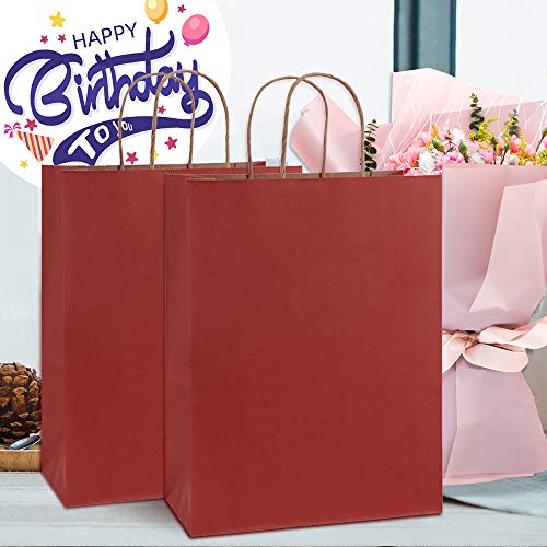 BagDream Kraft Paper Bags with Handles 10x5x13 Inch Red 25 Pack - color: Red, size: 25 Count (Pack of 1)