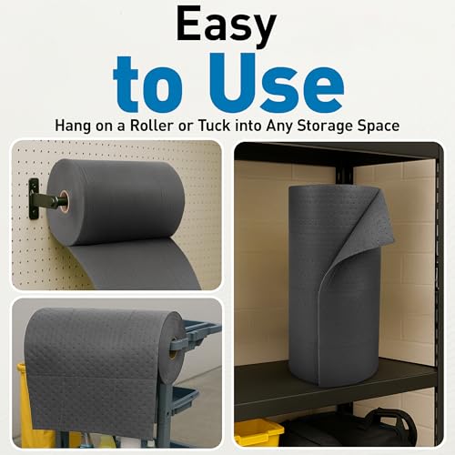 Raxwell Universal Absorbent Roll – 30” x 150 ft Heavyweight Spill Absorbent Pads, 250 GSM, Perforated Polypropylene Roll for Oil, Water, Coolants & Chemical Spill Control - size: 375 Sheets Rolls