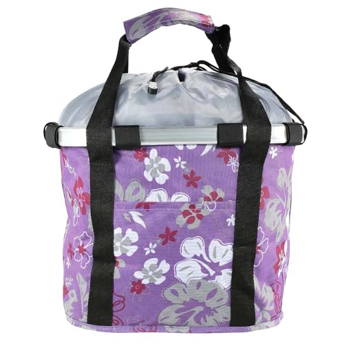 Bike Basket,Dog Bike Basket with Zipper Pocket | Detachable Bicycle Front Dog Carrier with Handle Bike Accessories for Women Pet Grocery Shopping Picnic (Purple) - style: Purple