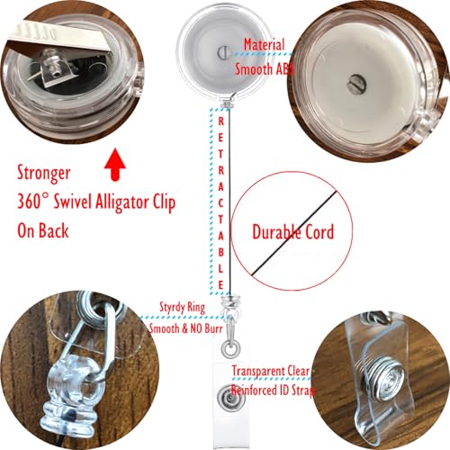 QREEL Badge Reel, ID Badge Holder Retractable Clip, Clear, 10 Pack - color: Translucent Clear, size: 10 Pack