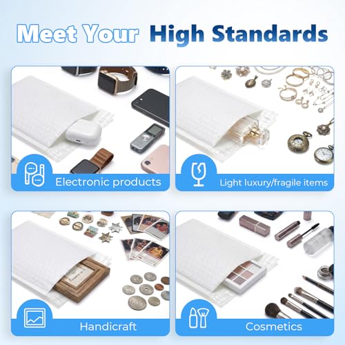 Metronic Bubble Mailers 4x8" 50 Pack Padded Envelopes True 4x7" Usable Size - color: White, size: 4x8" 50 pc