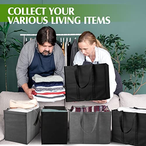 Hillban 30 Pack Large Reusable Shopping Bags Bulk - color: Black, Gray