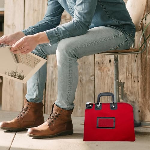 Lockable Fire Resistant Document Bag, Red - color: Red