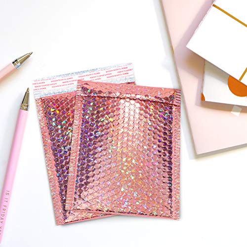 Outus 30 Pack Holographic Bubble Mailers, 9.5 x 6 Inch, Rose Gold - color: Rose Gold, size: 9.5 x 6 inches