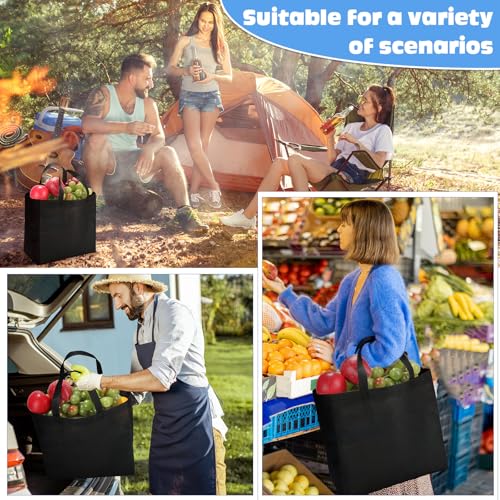 Windyun Reusable Grocery Bags Non Woven with Handles - color: Black
