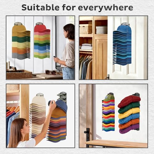 Spring Clip Hat Organizer Hold Storage 40 Caps for Baseball Caps(2-Pack) Wall Mount Closet & Door Hat Rack Holder Hanging Closet Install with Strong Adhesive or Screws.