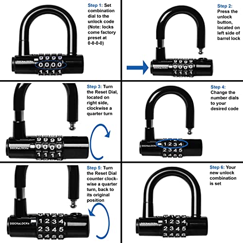 DocksLocks Combination Security Cable Lock Set (5ft-25ft Lengths), 15ft - size: 15ft