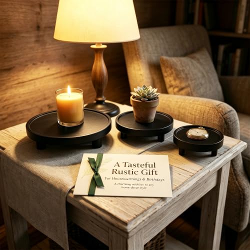 6 PCS 5/6/8 Inch Wooden Risers for Display Wood Pedestal Stand (Black) - color: Black