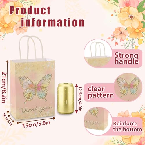 piqiya 24pcs Butterfly Birthday Goodie Bags,Party Favor Gift Bags,Colorful Gift Bag for Baby Shower, Wedding - color: butterfly mix