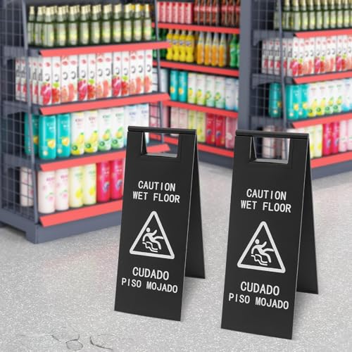 2Pcs Stainless Steel Wet Floor Sign, 24in Caution Wet Floor Signs