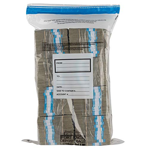 Ultima Blue 16 Bundle Deposit Bags – Tamper Evident Cash Security Bags – Holds 16 Currency Bundles – 250 per Case