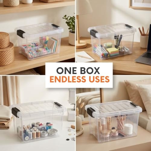 Superio 1.4 Quart Mini Clear Plastic Storage Container with Lid, Stackable Small Organizer Box for Crayons, Art Supplies, Beads, Sewing, Stationery & Food Storage, 2 Pack - size: 1.4 Quart