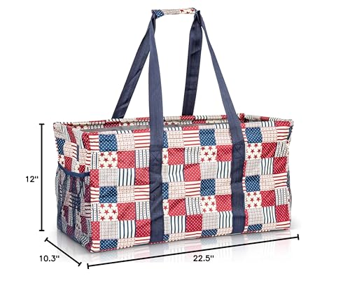Extra Large Utility Tote Bag - Oversized Collapsible Beach Bag - Patriotic - color: Patriotic