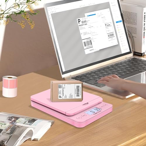 THINKSCALE 86lb Digital Shipping Scale, 0.1oz Postal Scale Flip-Up, Pink - color: Pink, size: 86lb