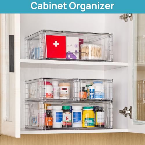Vtopmart Clear Stackable Storage Drawers, 3 Pack Wide Organizer Set - style: 1 Wide+2 Small