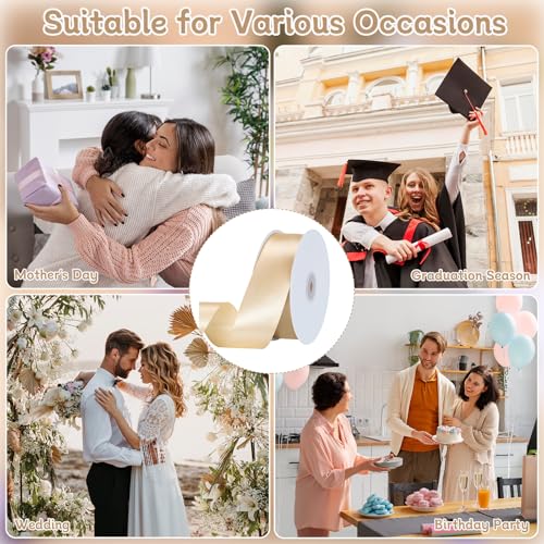 woric Champagne Gold Ribbon 1 1/2 Inch 60 Yards - color: Champagne Gold