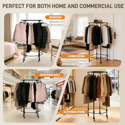 Dual-Form Rolling Clothing Rack, 330LBS Heavy Duty Garment Rack with Wheels