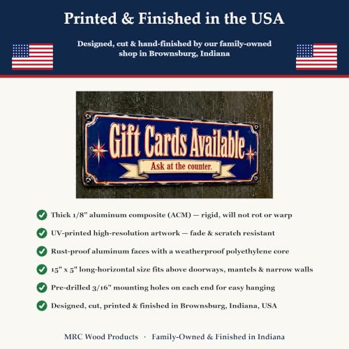 Gift Cards Available Vintage Enamel Business Sign - style: Gift Cards Available