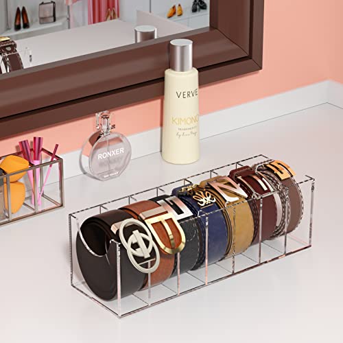 FEMELI Acrylic Belt Organizers Holders for Closet 7 Slots Belt Storage Box - size: 7-Compartments-01