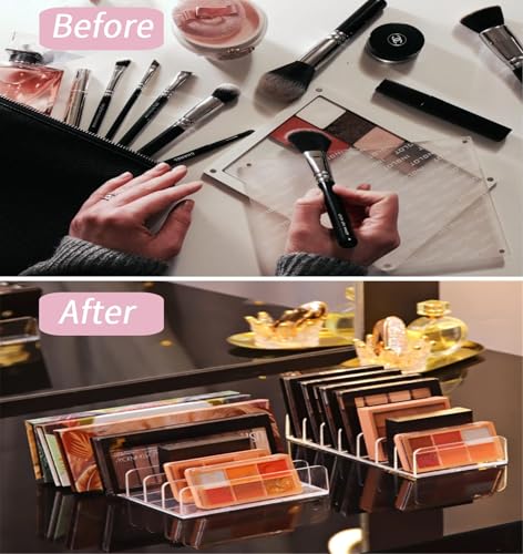 2 Pack Clear Stackable Makeup Palette Organizer Trays