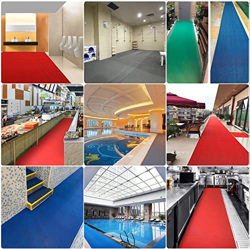 WLWLEO Drainage Flooring Mats Commercial Anti-Fatigue Rubber Matting 3x10 Ft Heavy Duty Non-Slip Floor Mats for Swimming Pool Shower Room Bathroom Garage Kitchen Patio,Red,0.9×3M - color: Red